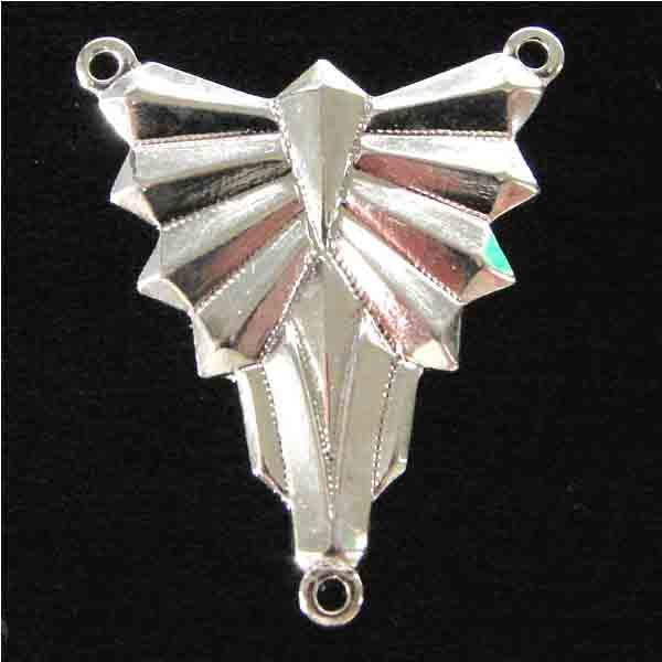 Silver Plate  25x21MM Art Deco 1 to 2 Loop Chandelier Connector