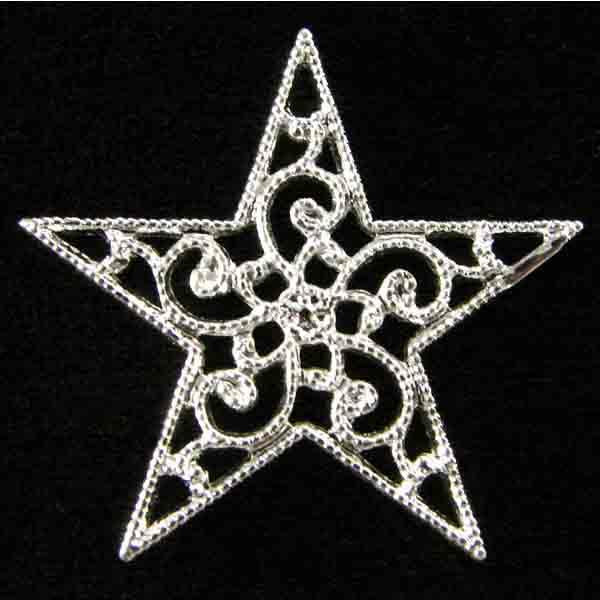 Silver Plate 25x24MM Filigree Star