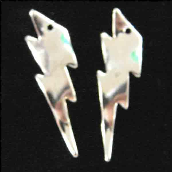 Silver Plate 25x7MM Wavy Lightening Bolt