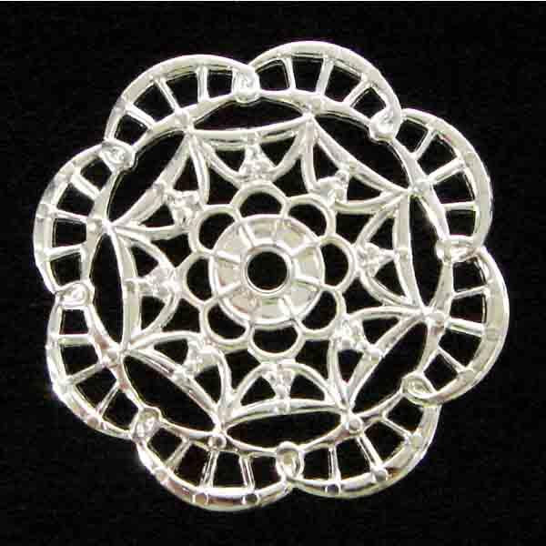 Silver Plate 27MM Round Filigree