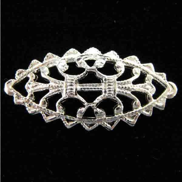 Silver Plate 28x11MM Filigree Navette