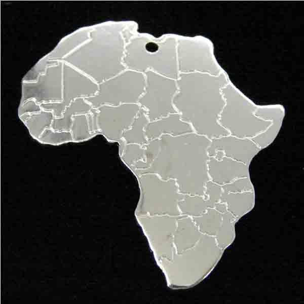 Silver Plate 28x26MM Africa Continent