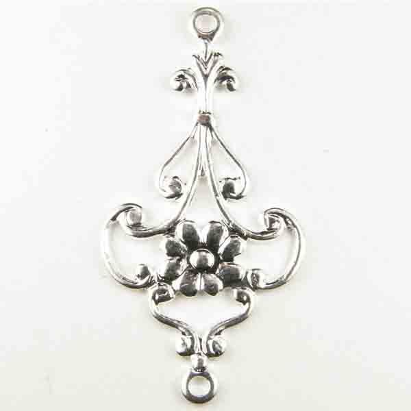 Silver Plate 29x14MM Ornate Floral Chandelier Connector