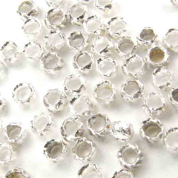 Silver Plate 2MM Ribbed Crimp Bead