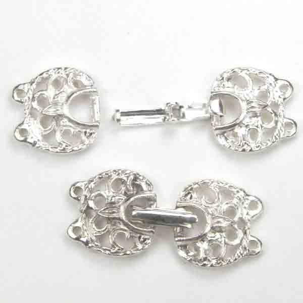 Silver Plate 2 Strand Filigree Foldover Clasp