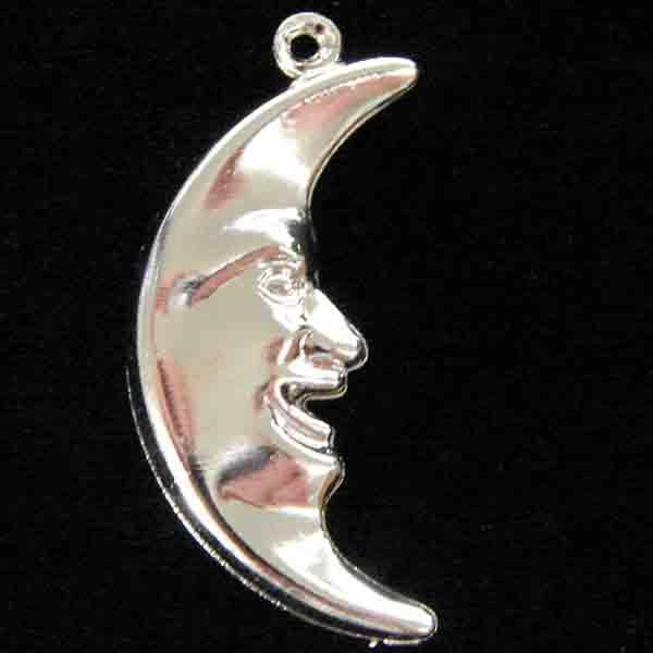 Silver Plate 30x14MM Hollow Crescent Moon Face