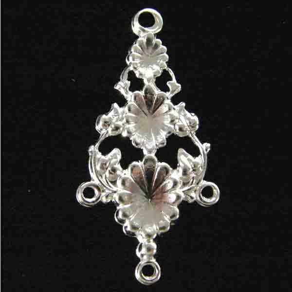 Silver Plate 31x16MM 1 to 3 Loop Chandelier Connector