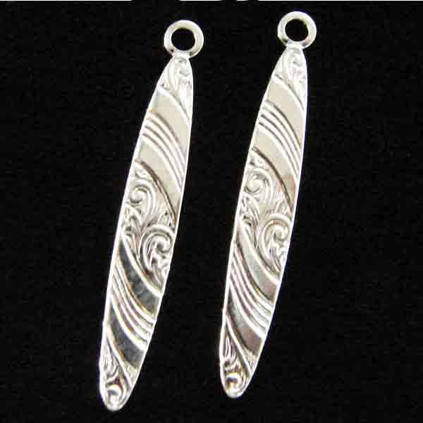 Silver Plate 31x5MM Swirl Texture Long Oval
