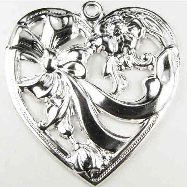 Silver Plate 35MM Openwork Floral Heart