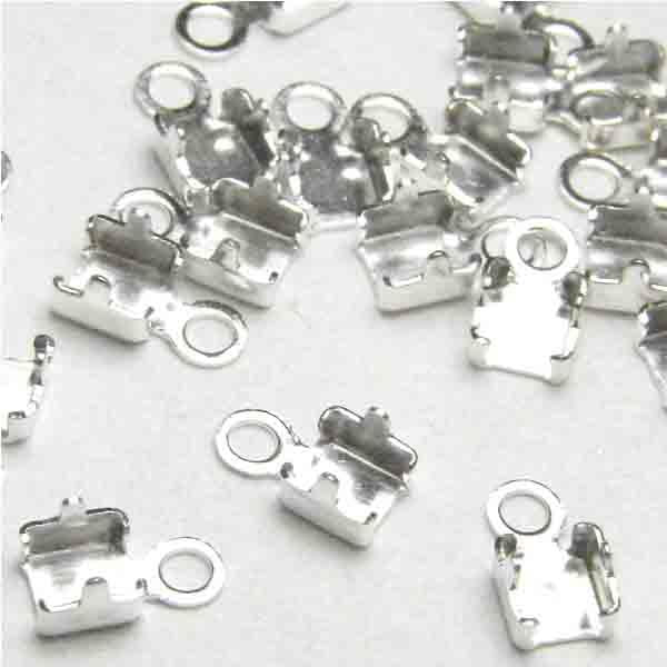 Silver Plate 3MM Crimp End For Rhinestone Cup Chain