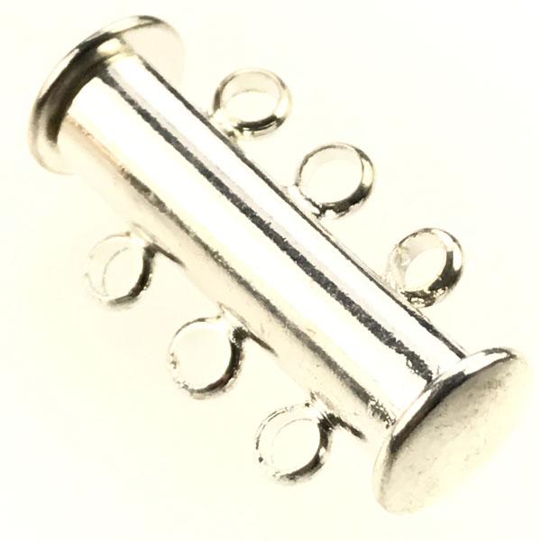 Silver Plate 3 Strand 20x10MM Magnetic Tube Slide Clasp