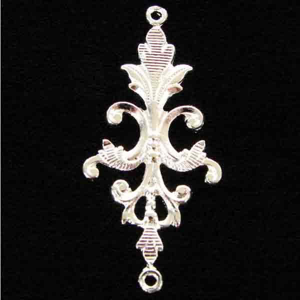 Silver Plate 40x18MM Solid Ornate Connector