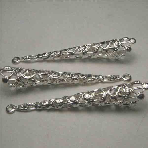 Silver Plate 41X6MM Filigree Cone With Loop