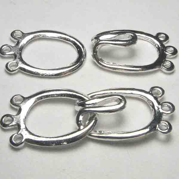 Silver Plate 42x16mm 3 Strand Clasp