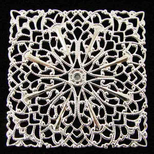 Silver Plate 43MM Filigree Square