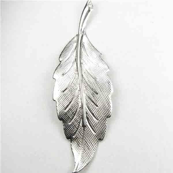 Silver Plate 45x15MM Veined Leaf
