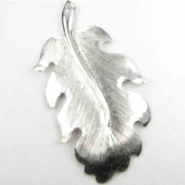 Silver Plate 45x23MM Veined Leaf