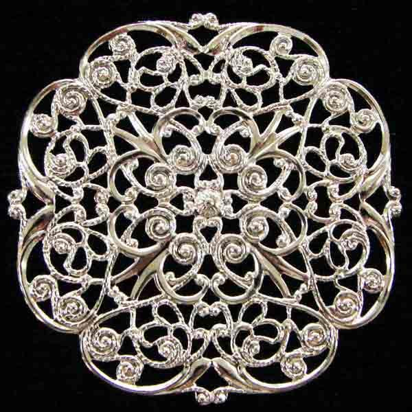 Silver Plate 48MM Round Filigree