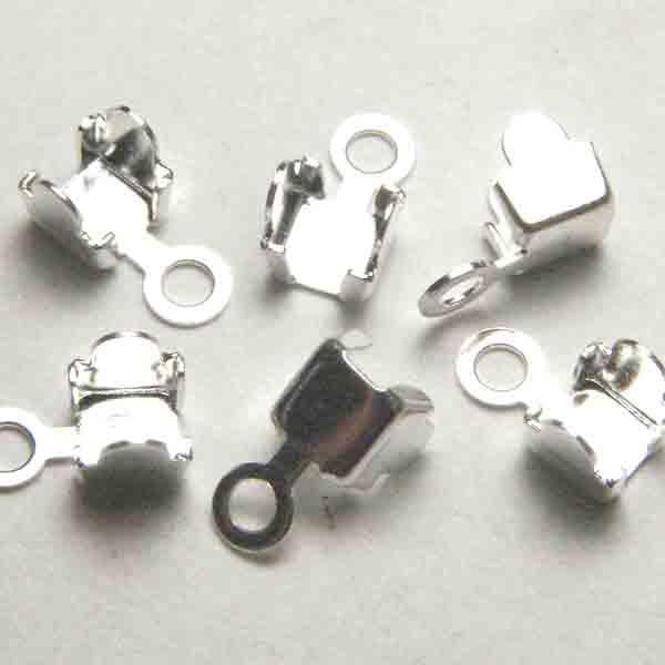 Silver Plate 4MM Crimp End For 3MM (PP 24) Rhinestone Cup Chain
