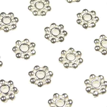Silver Plate 4MM Heishi (Daisy) Rondelle Spacer with Beaded Edge