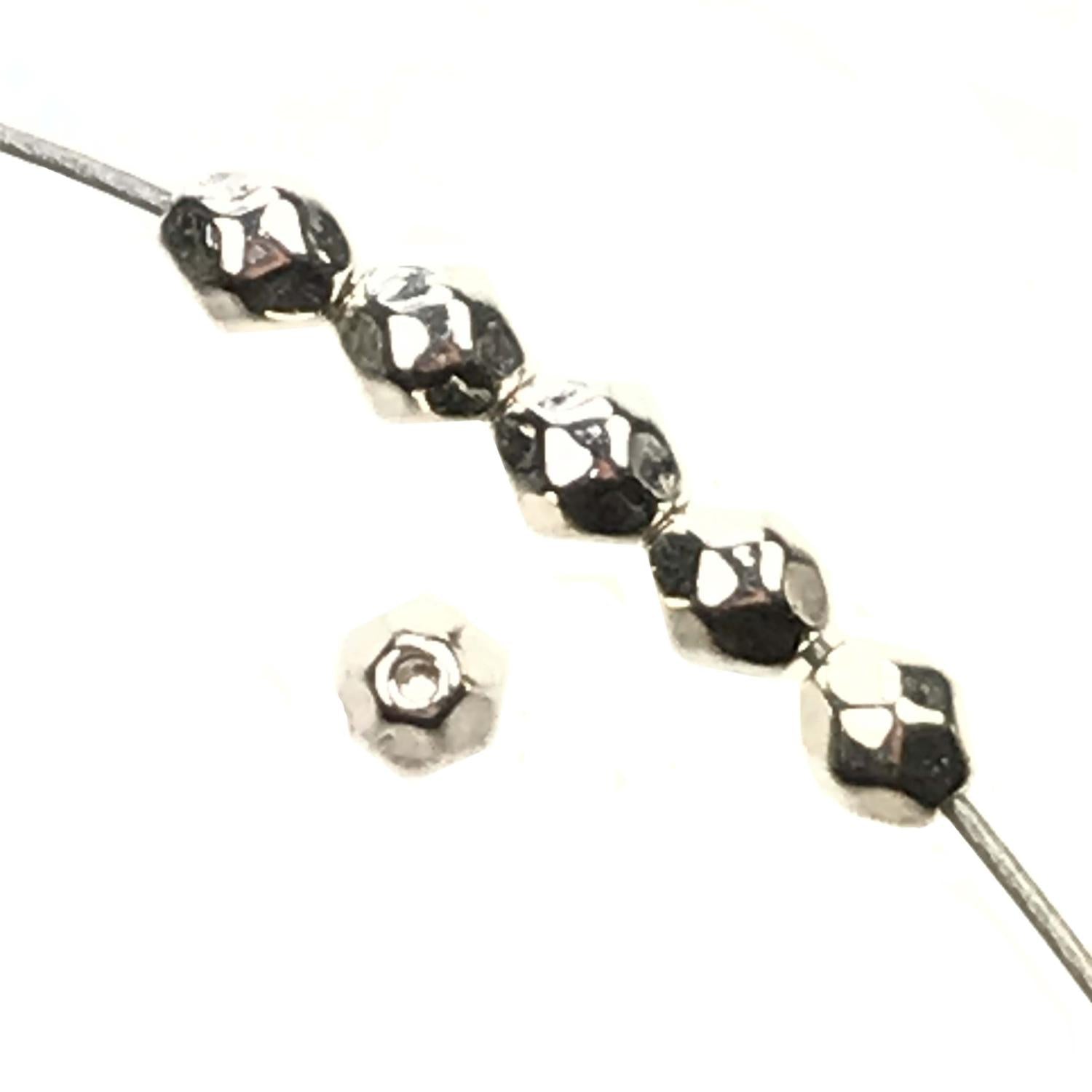 Silver Plate 4x3MM Faceted Oval