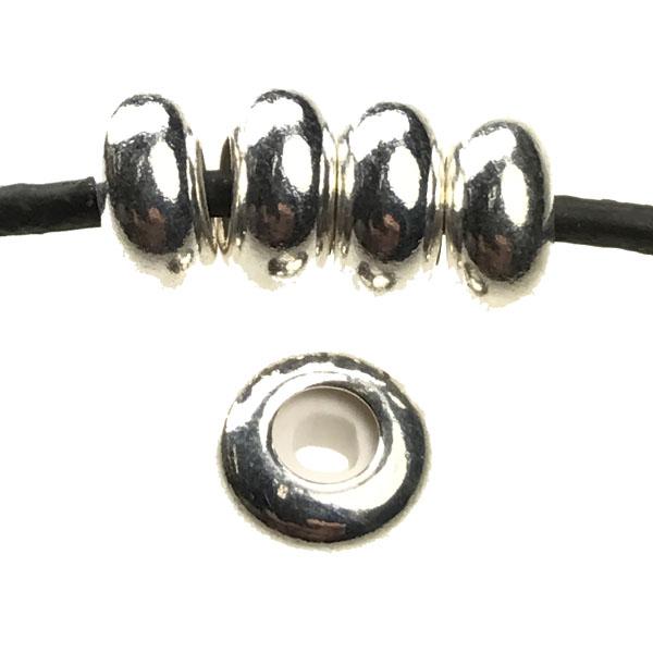 Silver Plate 4x8MM Rondelle Stopper Bead