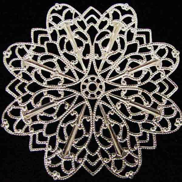 Silver Plate 57MM Round Filigree Flower