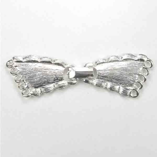 Silver Plate 58X17MM Scallop Edge 5 Strand Foldover Clasp