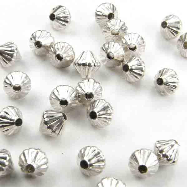Silver Plate 5MM Ribbed Bicone