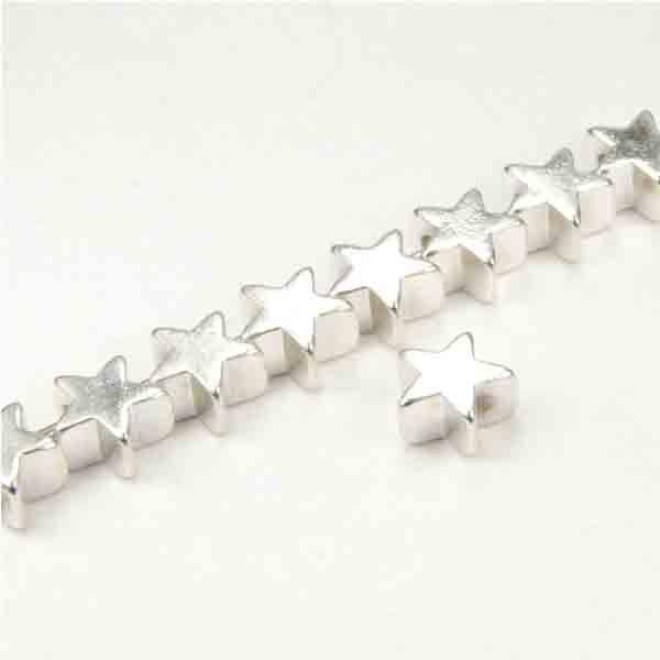 Silver Plate 5MM Solid Star Bead