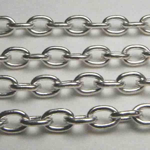Silver Plate 5X3.5MM Smooth Oval Chain