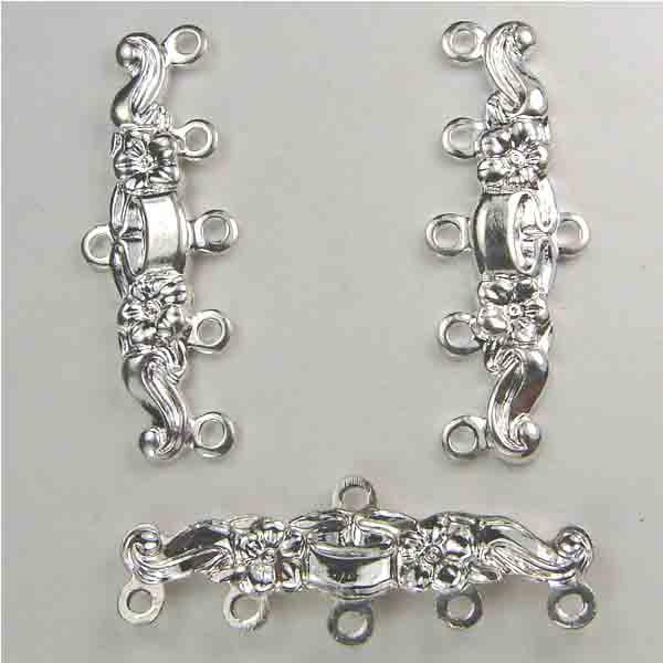 Silver Plate 5 Strand Neckace 24X5MM Backbar Connector