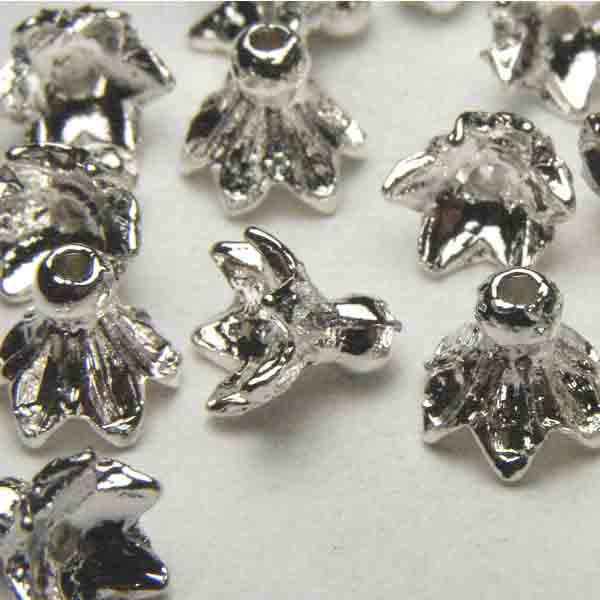 Silver Plate 6x7MM Leaf Bead Cap