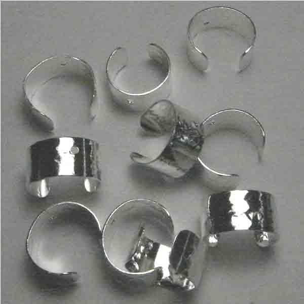 Silver Plate 7MM Wide Hammered Ear Cuff With 1 Hole