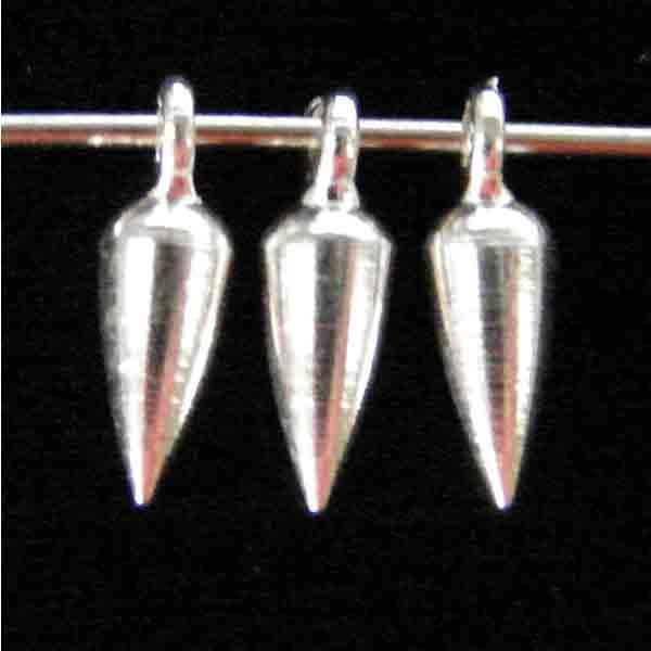 Silver Plate 7X3MM Solid Plumb Bob Dangle