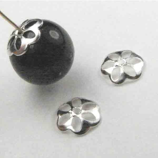 Silver Plate 8MM Openwork Flower Bead Cap