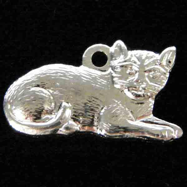 Silver Plate 8x14MM Reclining Cat