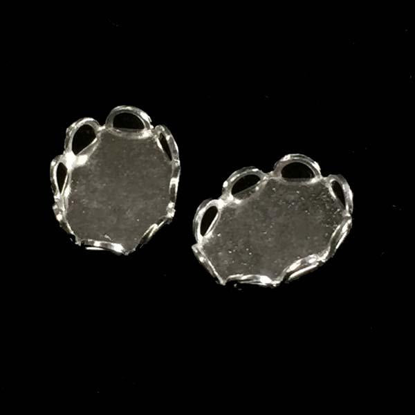 Silver Plate 8x6MM Lace Edge Cabochon Setting Bezel