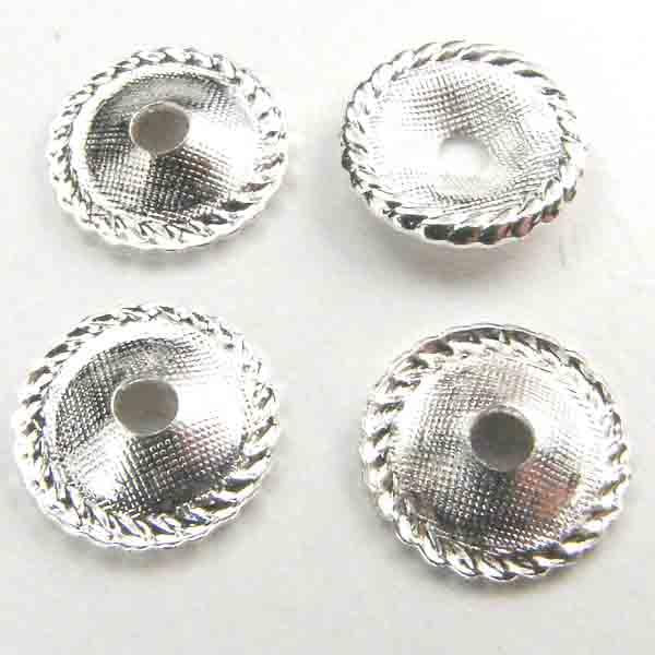 Silver Plate 9MM Cupped Disc With Rope Detail