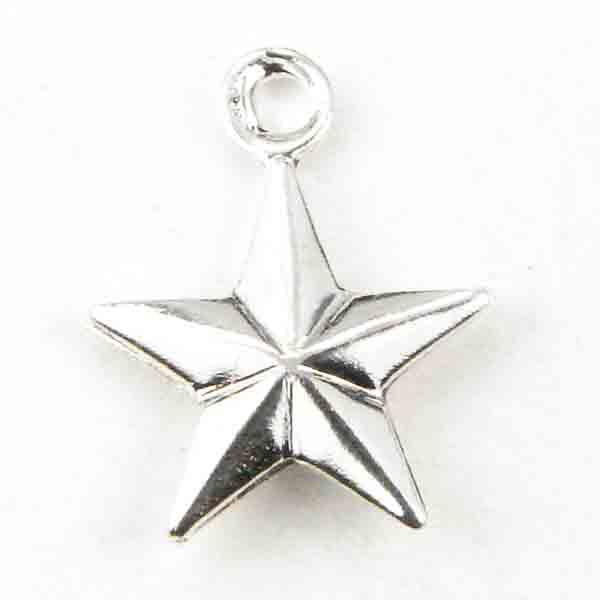 Silver Plate 9MM Hollow 3D Star