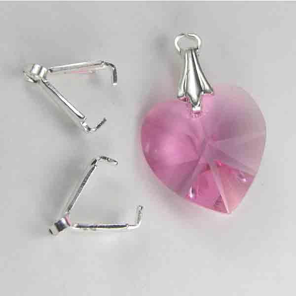 Silver Plate 9MM Pinch Bail Front to Back Hole