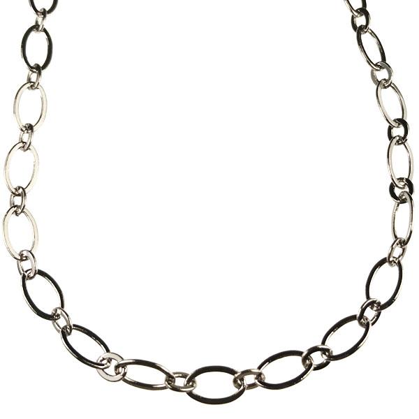 Silver Plate 9x6MM Long Short Flat Cable Chain