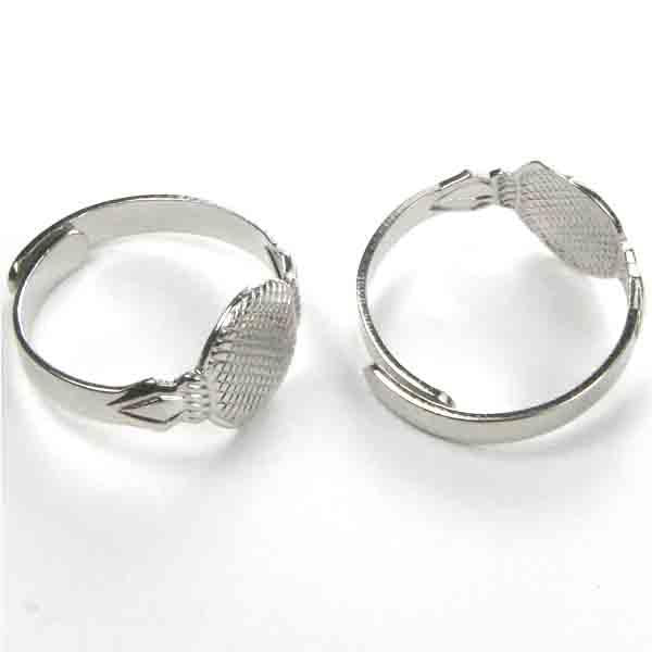 Silver Plate Adjustable Finger Ring With 10MM Gluing Pad