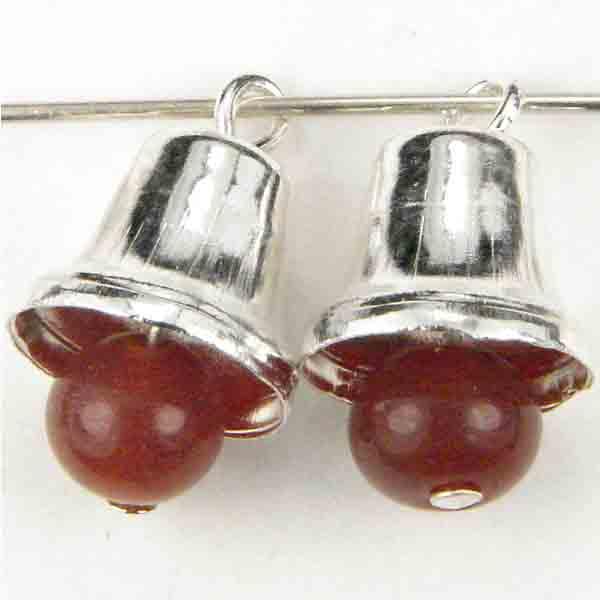 Silver Plate Bell With 6MM Carnelian Glass Clapper