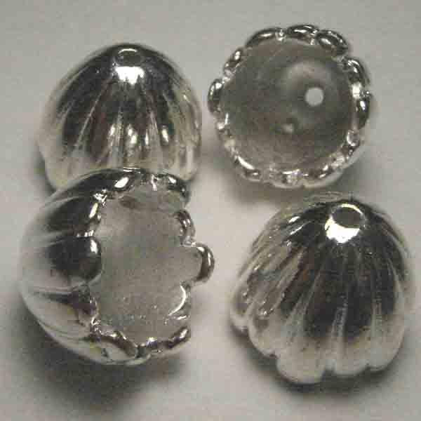 Silver Plate Cone 14MM Fluted Cast Cone