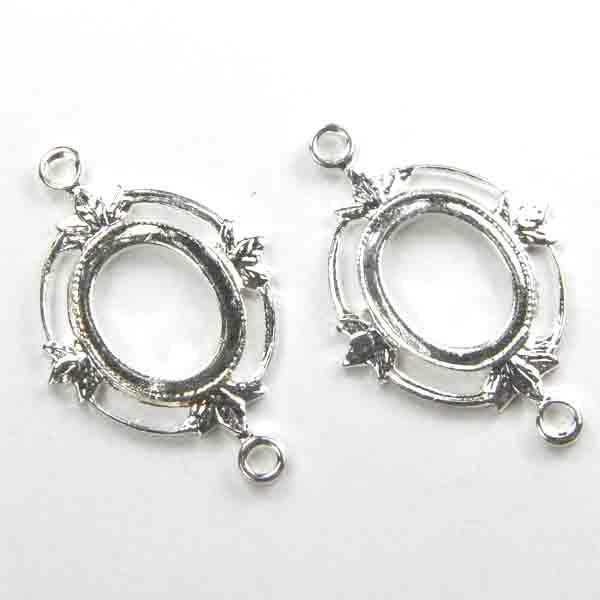 Silver Plate Connector with Setting For 8X6MM Stone