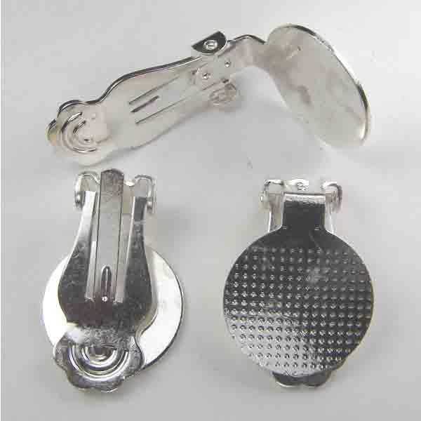 Silver Plate Ear Clip With 15MM Gluing Pad