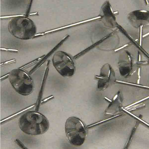 Silver Plate Ear Post With 4MM Cup and Peg