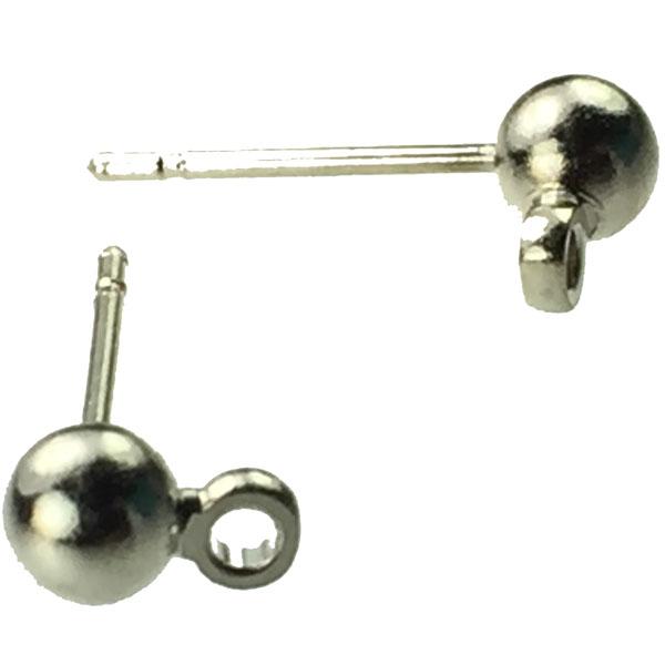 Silver Plate Earpost With 4MM Ball