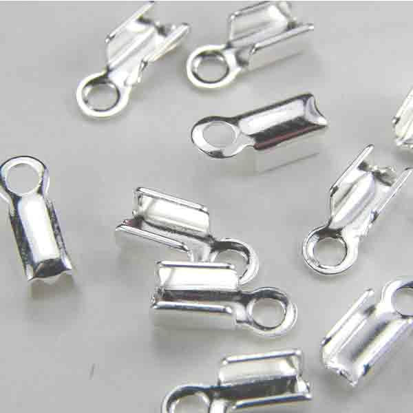 Silver Plate Fold Over 2MM Cord End